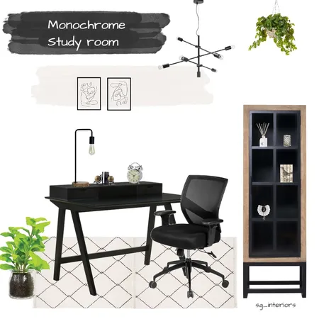 Monochrome study room Interior Design Mood Board by sginteriors on Style Sourcebook