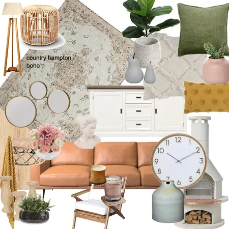 country hampton boho Interior Design Mood Board by tarasoko on Style Sourcebook