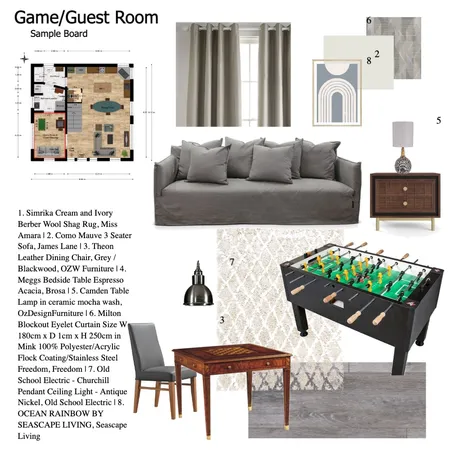 Game / Guest Room Interior Design Mood Board by Kinnco Designs on Style Sourcebook