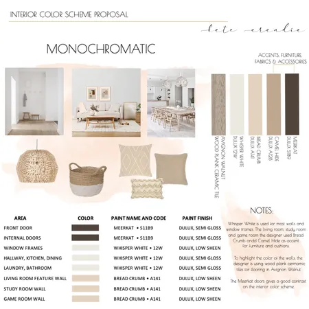 Monochomatic Interior Color Scheme Interior Design Mood Board by katleyarandia on Style Sourcebook