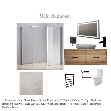 Sample board main bathroom Interior Design Mood Board by Sam on Style Sourcebook