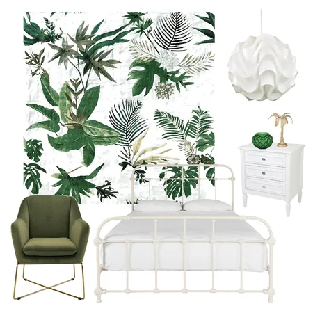 Green White Bedroom Interior Design Mood Board by Ahysampv on Style Sourcebook