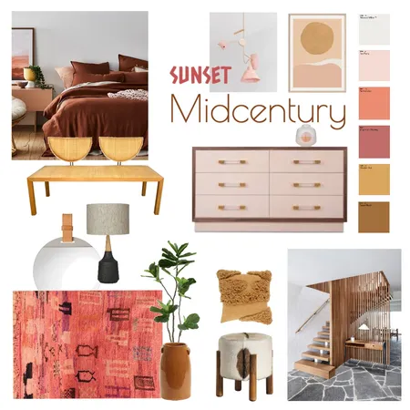 Sunset Midcentury Modern Interior Design Mood Board by Steph Weir on Style Sourcebook