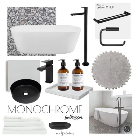 Monochrome Bathroom Interior Design Mood Board by ESST. INTERIORS on Style Sourcebook