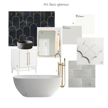 Art Deco Bathroom Interior Design Mood Board by An English View on Style Sourcebook