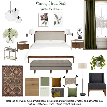 Country House Guest Bedroom Interior Design Mood Board by Cinnamon Space Designs on Style Sourcebook