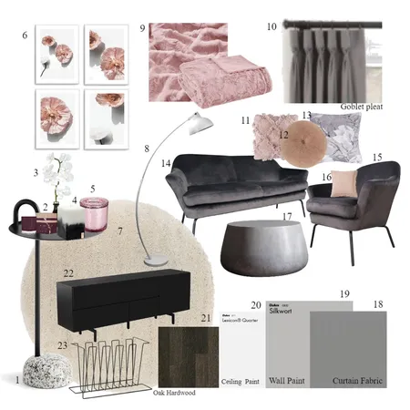 Living Room Sample Board Interior Design Mood Board by Gia123 on Style Sourcebook