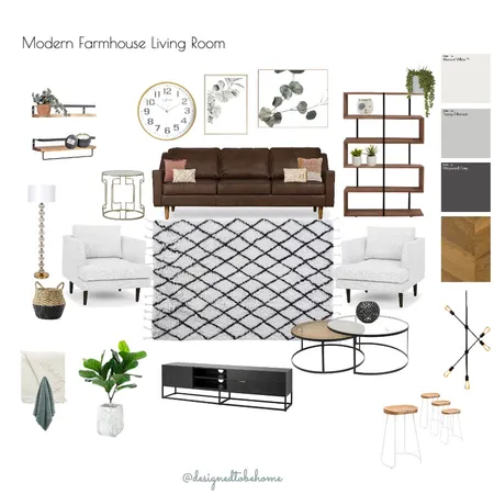 Modern Farmhouse Living Room Interior Design Mood Board by designedtobehome on Style Sourcebook