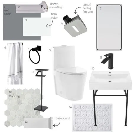 Guest Restroom Interior Design Mood Board by Yara Interiors on Style Sourcebook