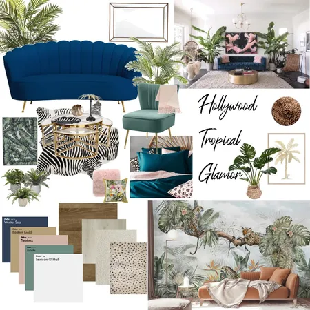 Hollywood Tropical Glam Interior Design Mood Board by KrystalP on Style Sourcebook