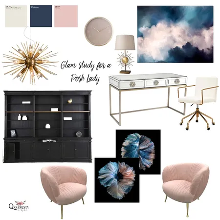 Glam study Interior Design Mood Board by Qolorista Home Design on Style Sourcebook