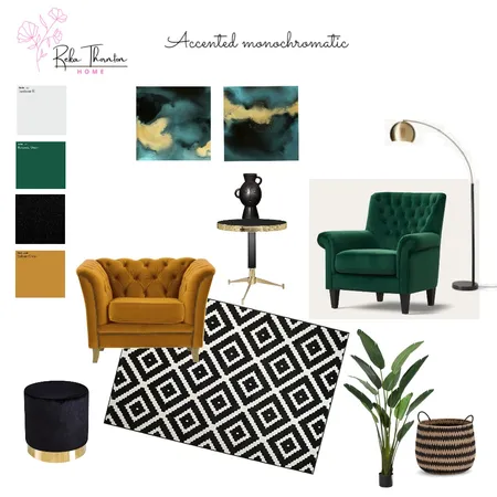 Accented Monochromatic Interior Design Mood Board by rekathornton on Style Sourcebook