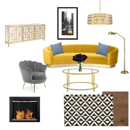Hollywood Glam Yellow Interior Design Mood Board by Amanda Erin Designs on Style Sourcebook