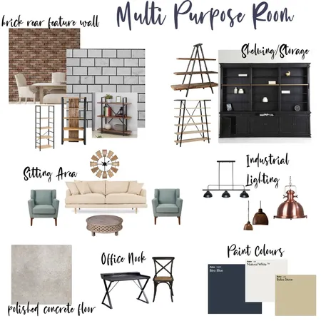 Multi Purpose Room Interior Design Mood Board by Rustic Blue Interiors on Style Sourcebook