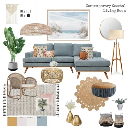 Contemporary Coastal Living Room Interior Design Mood Board by Little Gold Brush on Style Sourcebook