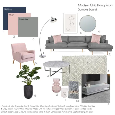 Modern Chic Living Room - Sample Board Interior Design Mood Board by LABlock on Style Sourcebook