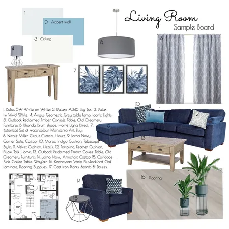 Sample Board - Living Room Interior Design Mood Board by Nicola on Style Sourcebook