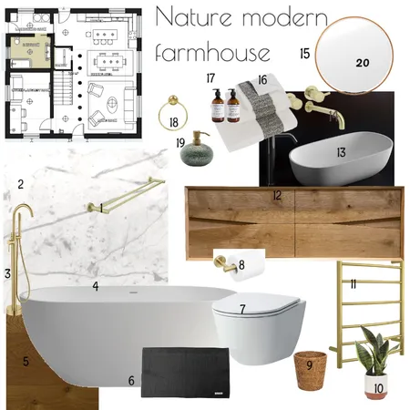 nature modern farmhouse bath Interior Design Mood Board by Diakosmo+ on Style Sourcebook