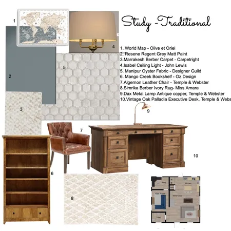 Study - Traditional Interior Design Mood Board by Kerry-Jayne on Style Sourcebook