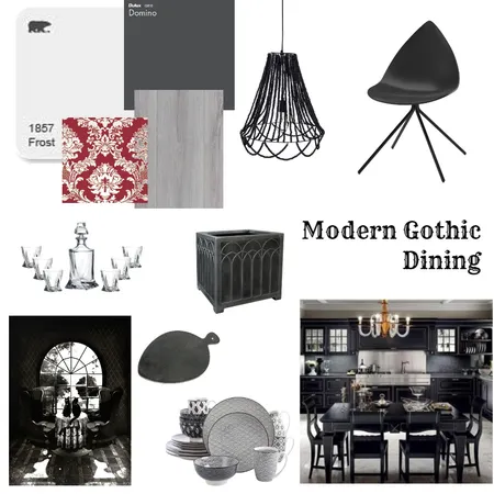Modern Gothic Dining Interior Design Mood Board by leahads on Style Sourcebook