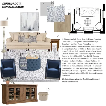 Living room sample board Interior Design Mood Board by Debbie Wells on Style Sourcebook