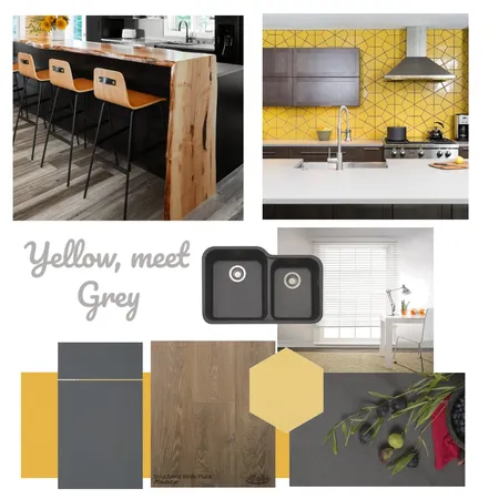 yellow and grey kitchen Interior Design Mood Board by Michelle Tasa on Style Sourcebook