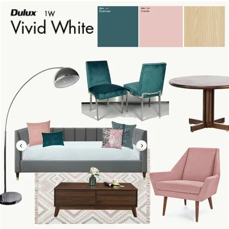 Living Dining /Blush & Teal Interior Design Mood Board by rbushman on Style Sourcebook