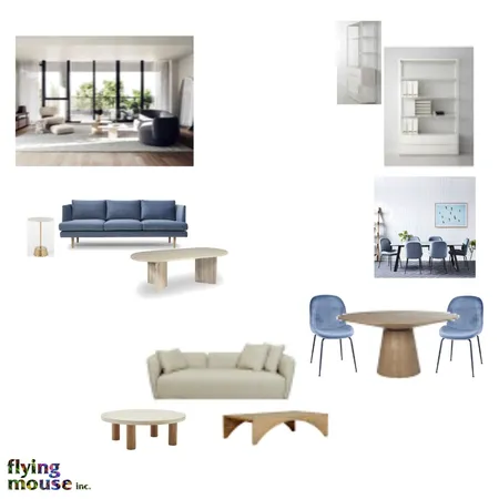 P1. Living room- dusty blue/timber Interior Design Mood Board by Flyingmouse inc on Style Sourcebook