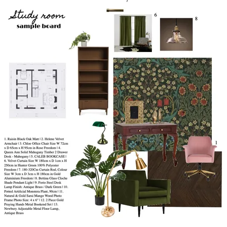 study room sample board Interior Design Mood Board by bettyczok on Style Sourcebook