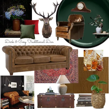 Dark & Cosy Traditional Den 2 Interior Design Mood Board by juleslove on Style Sourcebook