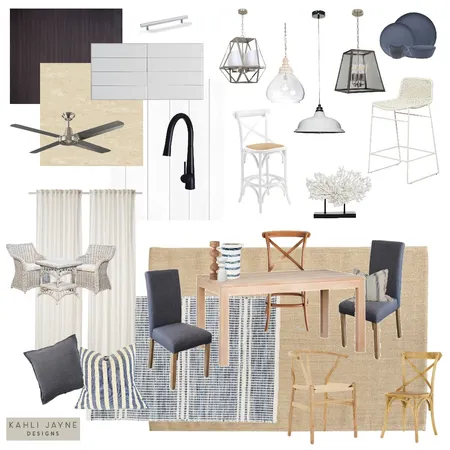 Hamptons Coastal Dining and Kitchen Interior Design Mood Board by Kahli Jayne Designs on Style Sourcebook