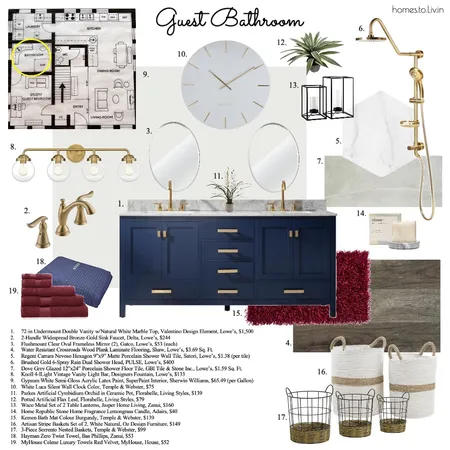 Sample Board 1- Guest Bathroom- DONE Interior Design Mood Board by Homes to Liv In on Style Sourcebook