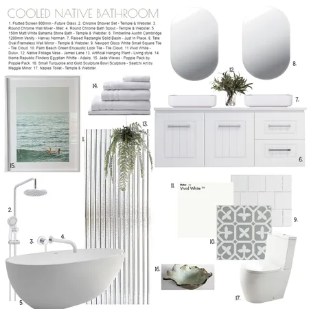 Cooled Native Bathroom Interior Design Mood Board by SALT SOL DESIGNS on Style Sourcebook