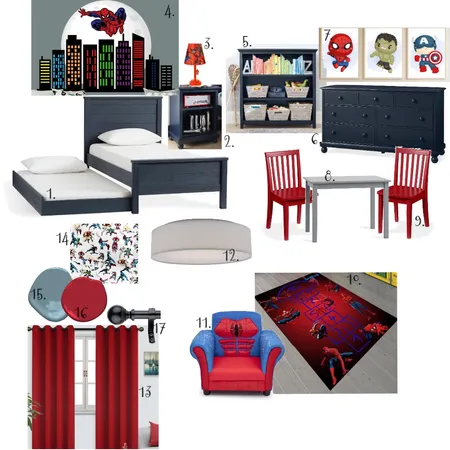 Sider-man bedroom Interior Design Mood Board by Amethyst92 on Style Sourcebook