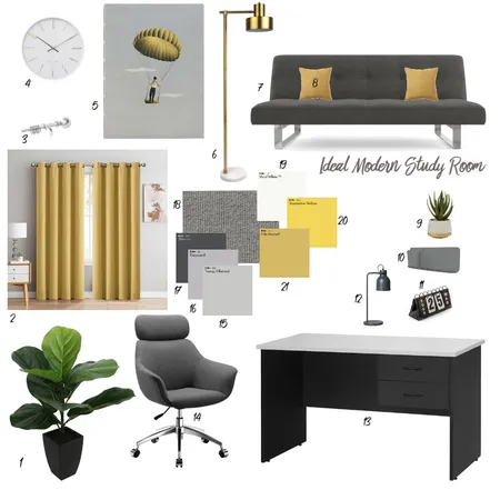 Sample Board Study Room Interior Design Mood Board by asmaath on Style Sourcebook