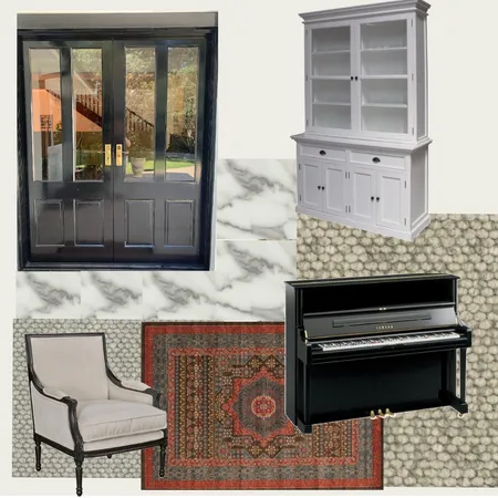 Piano Room Black Gloss Doors Interior Design Mood Board by Mamma Roux Designs on Style Sourcebook