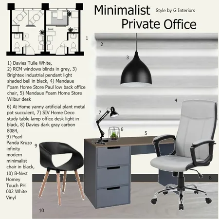 Minimalist Private Office Interior Design Mood Board by Gia123 on Style Sourcebook