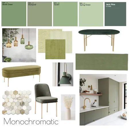 Monochromatic Green Interior Design Mood Board by kt! on Style Sourcebook