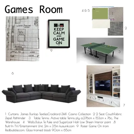 Games Room3 Interior Design Mood Board by Critique & Create Interiors on Style Sourcebook