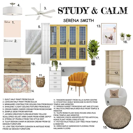 STUDY ROOM SAMPLE BOARD Interior Design Mood Board by House of Serena Smith Designs on Style Sourcebook