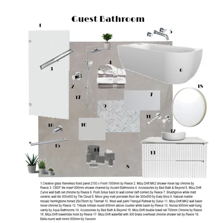 Guest Bathroom Redesign Interior Design Mood Board by kathleen.jenkinson on Style Sourcebook