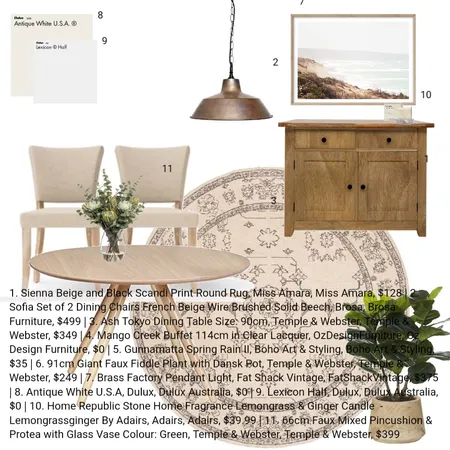 Diningvroom y Interior Design Mood Board by The Coastal Dream on Style Sourcebook