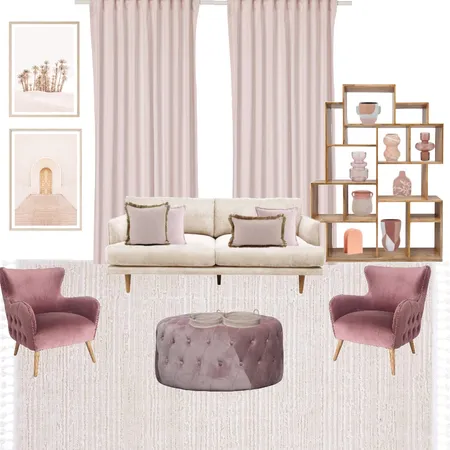 living room pink and peach Interior Design Mood Board by thepalmeffect on Style Sourcebook