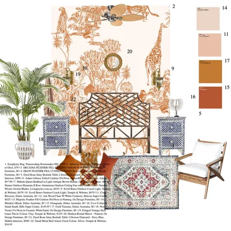 ORANGE BEDROOM Interior Design Mood Board by Caley Ashpole on Style Sourcebook