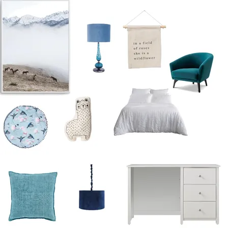 blue & white bedroom vibes Interior Design Mood Board by autumn.moon on Style Sourcebook