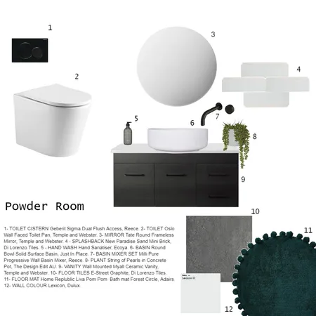 POWDER ROOM COMPLETE Interior Design Mood Board by Kelsie on Style Sourcebook