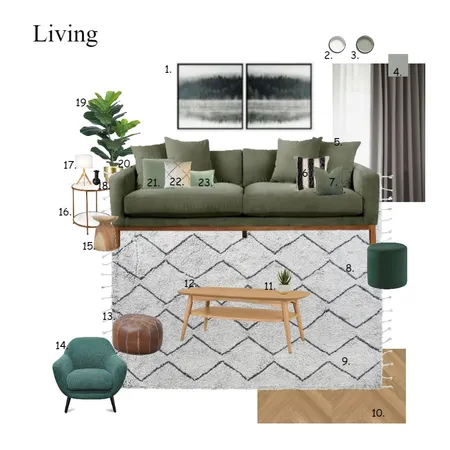 Living Room - Olive sofa Interior Design Mood Board by Mgj_interiors on Style Sourcebook