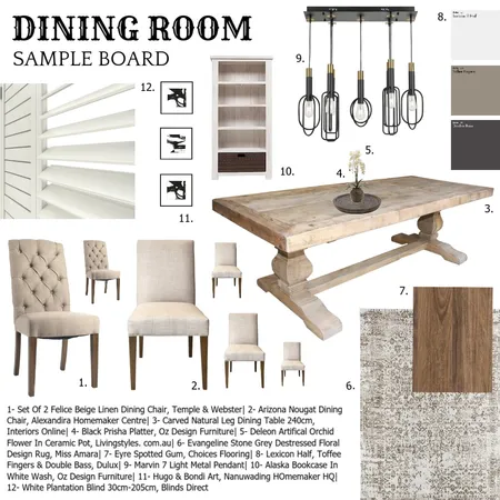 Dining Room- Sample Board Interior Design Mood Board by Katy Mortimer on Style Sourcebook