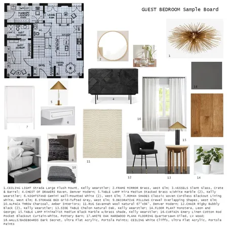 Guest Bedroom Sample Board Interior Design Mood Board by aprilpeterson2014 on Style Sourcebook