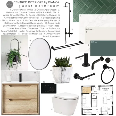 Ridgewood Drive Project - GUEST BATHROOM Interior Design Mood Board by Centred Interiors on Style Sourcebook
